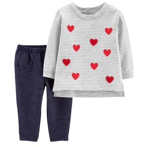 Striped Heart Top & Jeggings Set